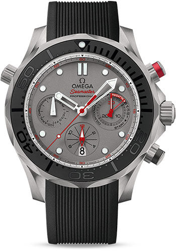 Omega Seamaster 212.92.44.50.99.001 Diver 300 M Co-Axial GMT Chronograph ETNZ (Emirates Team New Zealand) 44mm Titanium Case - Matt Black Ceramic Unidirectional Bezel - Grade 5 Titanium Grey Dial - Bl