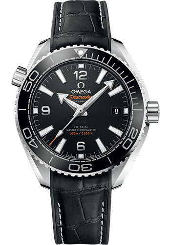 Omega 215.33.40.20.01.001 Planet Ocean 600M Co-Axial Master Chronometer 39.5mm Steel Case - Unidirectional Black Cermaic Bezel - Black Dial - Black Leather Strap Main image