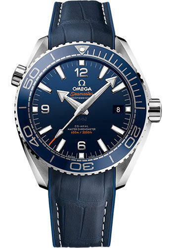Omega 215.33.44.21.03.001 Planet Ocean 600 M Omega Co-axial Master Chronometer 43.5mm Steel Case - Unidirectional Blue Ceramic Bezel - Blue Ceramic Dial - Blue Leather Strap Main image