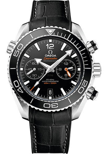 Omega 215.33.46.51.01.001 Planet Ocean 600 M Omega Co-axial Master Chronometer Chronograph 45.5mm Steel Case - Unidirectional Black Ceramic Bezel - Black Ceramic Dial - Black Leather Strap Main image