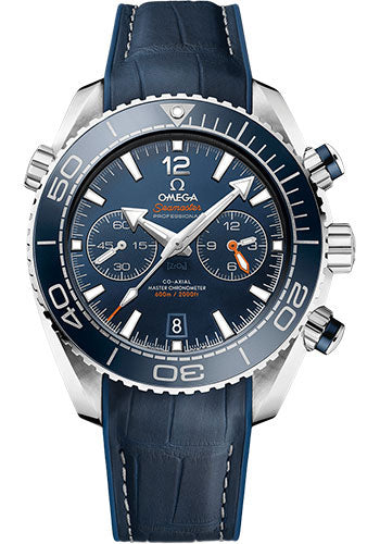 Omega 215.33.46.51.03.001 Planet Ocean 600 M Omega Co-axial Master Chronometer Chronograph 45.5mm Steel Case - Unidirectional Blue Ceramic Bezel - Blue Ceramic Dial - Blue Leather Strap