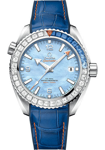 Omega Seamaster 215.58.44.21.07.001 Planet Ocean 600M Co-Axial Master Chronometer Limited Edition of 88 43.5mm White Gold Case - Unidirectional Bezel - Blued Mother-Of-Pearl Dial - Blue Leather Strap