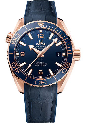 Omega 215.63.44.21.03.001 Planet Ocean 600 M Omega Co-axial Master Chronometer 43.5mm Sedna Gold Case - Unidirectional Blue Ceramic Bezel - Blue Ceramic Dial - Blue Leather Strap Main image