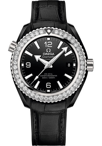Omega Seamaster 215.98.40.20.01.001 Planet Ocean 600M Co-Axial Master Chronometer 39.5mm Black Ceramic Case - Unidirectional Bezel - Black Ceramic Dial - Black Leather Strap Main image