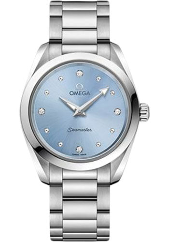 Omega Seamaster 220.10.28.60.53.001 Aqua Terra 150M Quartz 28mm Steel Case - Glossy Ice Blue Diamond Dial Main image