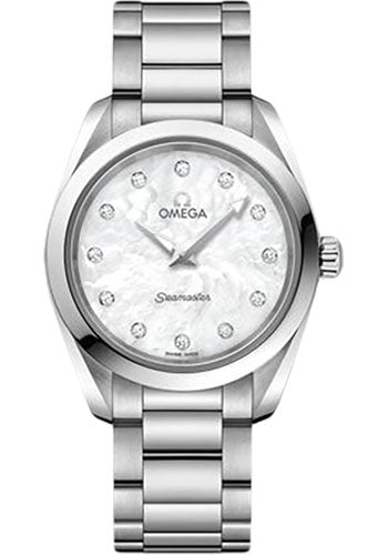 Omega Seamaster 220.10.28.60.55.001 Aqua Terra 150M Quartz 28mm Steel Case - White Mother-Of-Pearl Diamond Dial