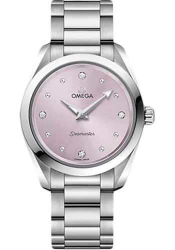 Omega Seamaster 220.10.28.60.60.001 Aqua Terra 150M Quartz 28mm Steel Case - Glossy Lilac Diamond Dial