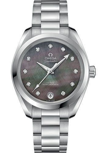 Omega Seamaster 220.10.34.20.57.001 Aqua Terra 150M Co-Axial Master Chronometer 34mm Steel Case - Tahiti Mother-Of-Pearl Diamond Dial Main image