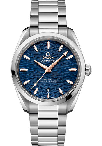 Omega Seamaster 220.10.38.20.03.002 Aqua Terra 150M Co-Axial Master Chronometer Ladies 38mm Steel Case - Waved Blue Dial