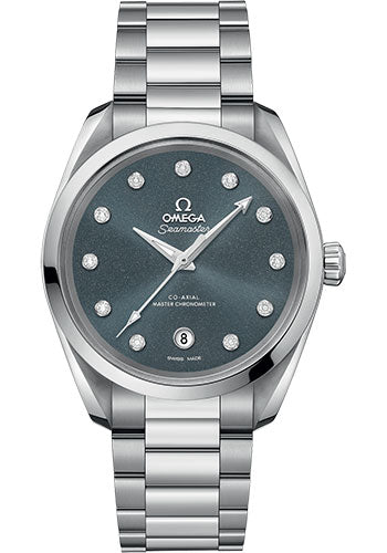 Omega Seamaster 220.10.38.20.53.001 Aqua Terra 150M Co-Axial Master Chronometer Ladies 38mm Steel Case - Shimmer Blue-Grey Diamond Dial