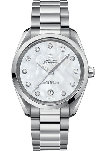 Omega Seamaster 220.10.38.20.55.001 Aqua Terra 150M Co-Axial Master Chronometer Ladies 38mm Steel Case - White Mother-Of-Pearl Diamond Dial