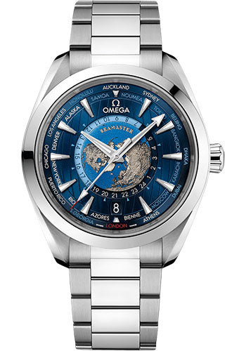 Omega Seamaster 220.10.43.22.03.001 Aqua Terra 150M Omega Co-Axial Master Chronometer GMT Worldtimer - 43mm Steel Case - Blue Dial Main image