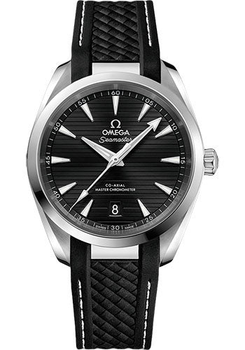 Omega 220.12.38.20.01.001 Aqua Terra 150M Co-Axial Master Chronometer 38mm Steel Case - Black Dial - Black Structured Rubber Strap Main image