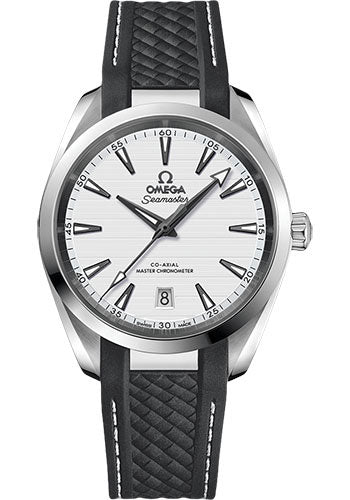 Omega 220.12.38.20.02.001 Aqua Terra 150M Co-Axial Master Chronometer 38mm Steel Case - Silvery Dial - Grey Structured Rubber Strap