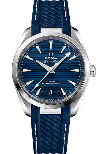 Omega 220.12.38.20.03.001 Aqua Terra 150M Co-Axial Master Chronometer 38mm Steel Case - Blue Dial - Blue Structured Rubber Strap Main image