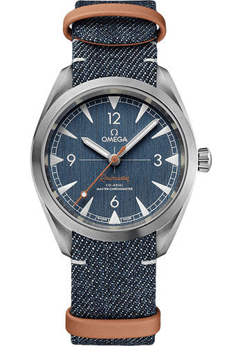 Omega Seamaster 220.12.40.20.03.001 Railmaster Omega Co-Axial Master Chronometer 40mm Steel Case - Vertically Brushed Blue Jeans Dial - Blue Denim And Leather Nato Strap