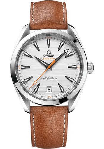 Omega 220.12.41.21.02.001 Aqua Terra 150M Co-Axial Master Chronometer 41mm Steel Case - Silvery Dial - Brown Leather Strap