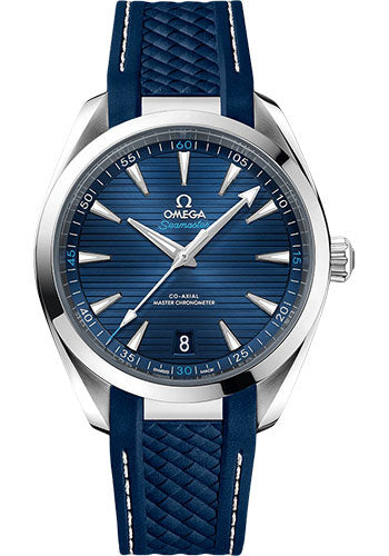 Omega 220.12.41.21.03.001 Aqua Terra 150M Co-Axial Master Chronometer 41mm Steel Case - Blue Dial - Blue Structured Rubber Strap