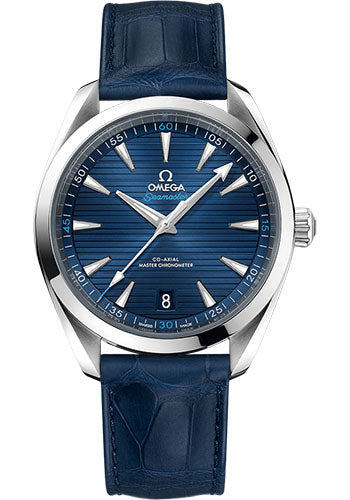Omega 220.13.41.21.03.001 Aqua Terra 150M Co-Axial Master Chronometer 41mm Steel Case - Blue Dial - Blue Leather Strap