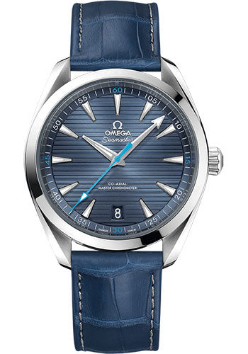 Omega 220.13.41.21.03.002 Aqua Terra 150M Co-Axial Master Chronometer 41mm Steel Case - Blue Dial - Blue Leather Strap Main image