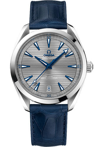 Omega 220.13.41.21.06.001 Aqua Terra 150M Co-Axial Master Chronometer 41mm Steel Case - Grey Dial - Blue Leather Strap Main image
