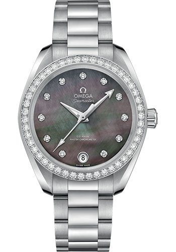 Omega Seamaster 220.15.34.20.57.001 Aqua Terra 150M Co-Axial Master Chronometer 34mm Steel Case - Tahiti Mother-Of-Pearl Diamond Dial