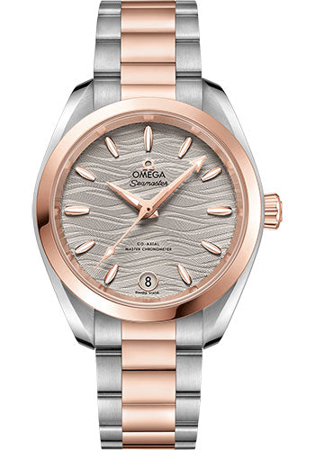 Omega Seamaster 220.20.34.20.06.001 Aqua Terra 150M Co-Axial Master Chronometer 34mm Steel And Sedna Gold Case - Waved Agate Grey Dial