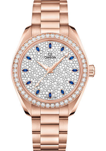 Omega Seamaster 220.55.34.20.99.002 Aqua Terra 150M Co-Axial Master Chronometer 34mm Sedna Gold Case - Diamond-Set Bezel - Radiant Diamond Dial Main image