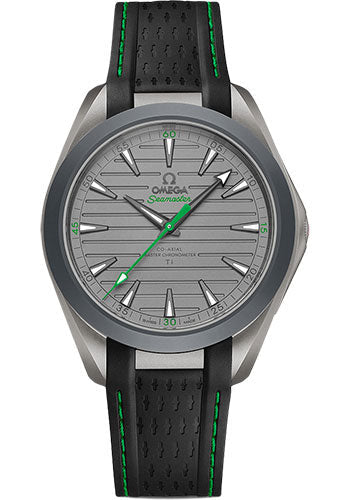 Omega Seamaster 220.92.41.21.06.003 Aqua Terra 150M Omega Co-Axial Master Chronometer "Ultra Light" - 41mm Titanium Case - Titanium Dial - Black And Green Rubber Strap