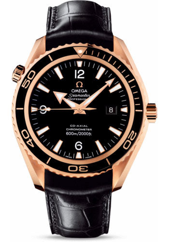 Omega Seamaster 222.63.46.20.01.001 Planet Ocean Big Size 45.5mm Red Gold Case - Unidirectional Bezel - Black Dial - Black Leather Strap Main image