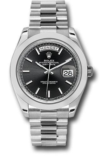 Rolex Day-Date 228206 950 Platinum 40 Smooth Bezel - Black Index Dial - President Bracelet - bkip