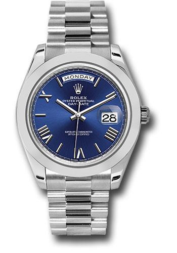 Rolex Day-Date 228206 950 Platinum 40 Smooth Bezel - Blue Bevelled Roman Dial - President Bracelet - blrp Main image
