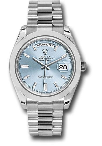 Rolex Day-Date 228206 950 Platinum 40 Smooth Bezel - Ice Blue Baguette Diamond Dial - President Bracelet - ibbdp Main image