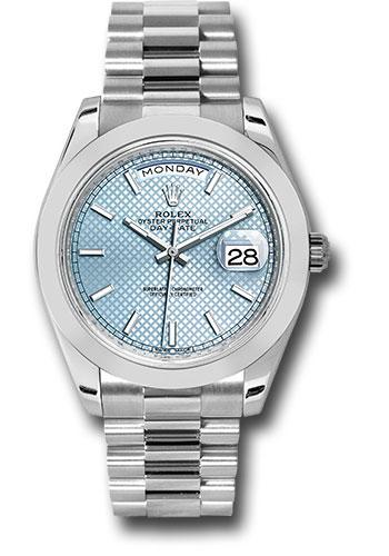 Rolex Day-Date 228206 950 Platinum 40 Smooth Bezel - Ice Blue Diagonal Motif Index Dial - President Bracelet - ibdmip Main image