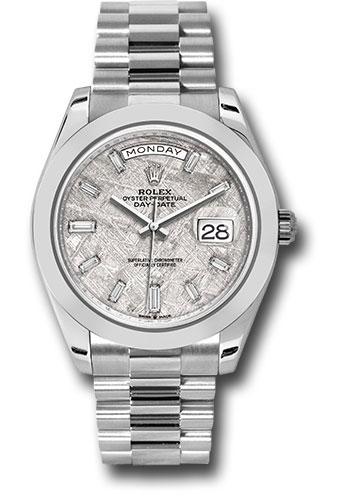 Rolex Day-Date 228206 Rolex Platinum 40 Smooth Bezel - Meteorite Baguette Diamond Dial - President Bracelet - mtdp