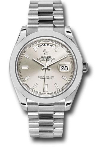 Rolex Day-Date 228206 950 Platinum 40 Smooth Bezel - Silver Baguette Diamond Dial - President Bracelet - sbdp Main image
