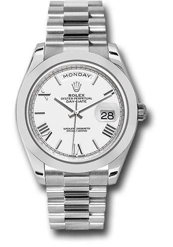 Rolex Day-Date 228206 950 Platinum 40 Smooth Bezel - White Bevelled Roman Dial - President Bracelet - wrp