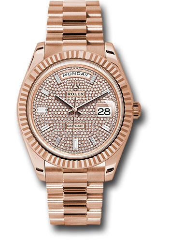 Rolex Day-Date 228235 Everose Gold 40 Fluted Bezel - Diamond Paved Dial - President Bracelet - dpbdp