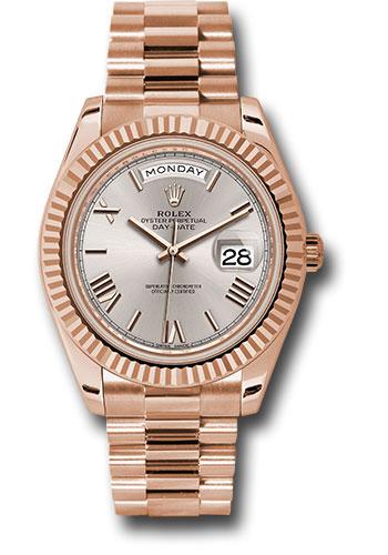 Rolex Day-Date 228235 Everose Gold 40 Fluted Bezel - Sundust Bevelled Roman Dial - President Bracelet - sdrp Main image