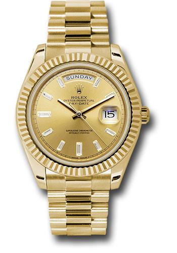 Rolex Day-Date 228238 Yellow Gold 40 Fluted Bezel - Champagne Baguette Diamond Dial - President Bracelet - chbdp Main image