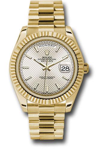 Rolex Day-Date 228238 Yellow Gold 40 Fluted Bezel - Silver Diagonal Motif Index Dial - President Bracelet - sdmip Main image