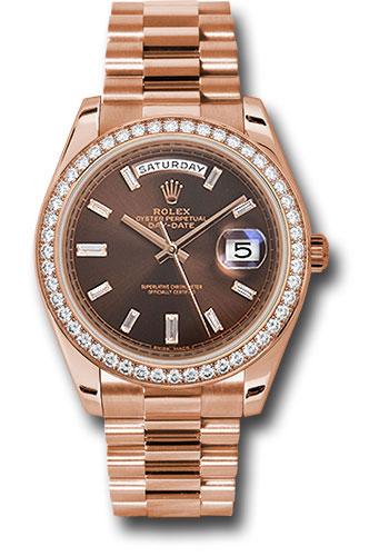 Rolex Day-Date 228345RBR Everose Gold 40 Everose Gold Bezel - Chocolate Baguette Diamond Dial - President Bracelet - chobdp Main image