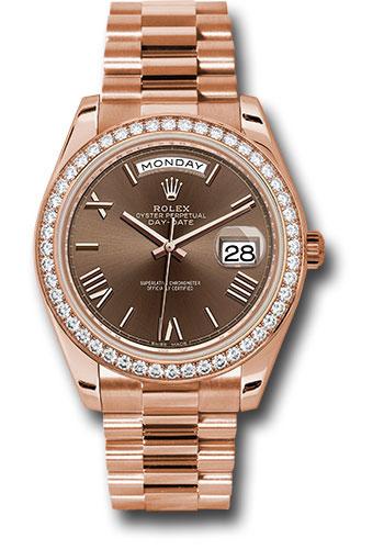 Rolex Day-Date 228345RBR Everose Gold 40 Everose Gold Bezel - Chocolate Bevelled Roman Dial - President Bracelet - chorp