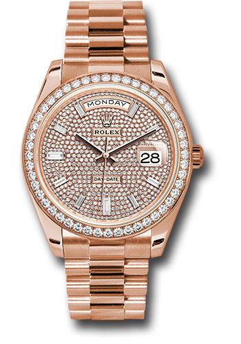 Rolex Day-Date 228345RBR Everose Gold 40 Everose Gold Bezel - Diamond Paved Dial - President Bracelet - dpbdp