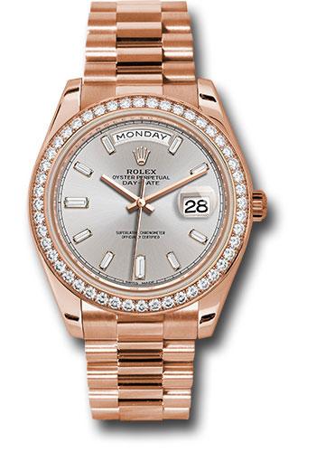 Rolex Day-Date 228345RBR Everose Gold 40 Everose Gold Bezel - Sundust Baguette-Cut Diamond Dial - President Bracelet - sdbdp