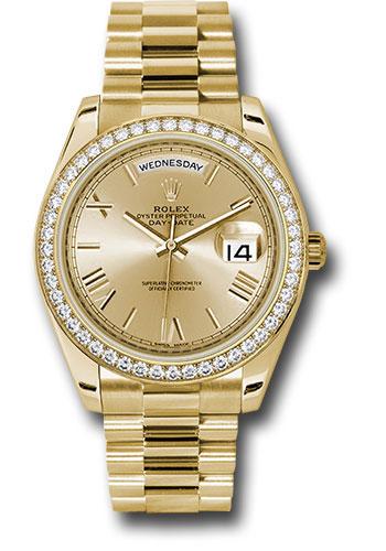 Rolex Day-Date 228348RBR Yellow Gold 40 Bezel - Champagne Bevelled Roman Dial - President Bracelet - chrp