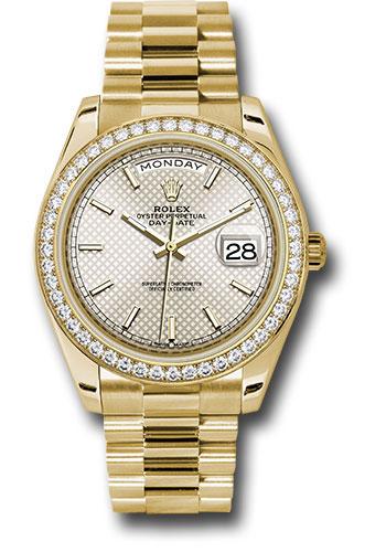 Rolex Day-Date 228348RBR Yellow Gold 40 Bezel - Silver Diagonal Motif Index Dial - President Bracelet - sdmip Main image