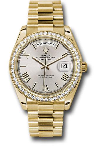 Rolex Day-Date 228348RBR Yellow Gold 40 Bezel - Silver Bevelled Roman Dial - President Bracelet - sdrp