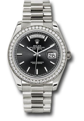 Rolex Day-Date 228349RBR White Gold 40 Bezel - Black Index Dial - President Bracelet - bkip