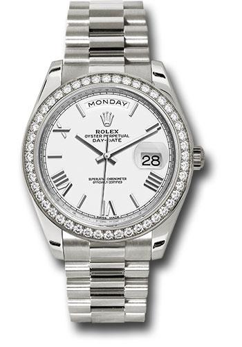 Rolex Day-Date 228349RBR White Gold 40 Bezel - White Bevelled Roman Dial - President Bracelet - wrp